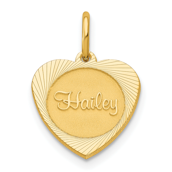 Sterling Silver/Gold-plated Small Heart Disc with Name Charm - Picture 1 of 4